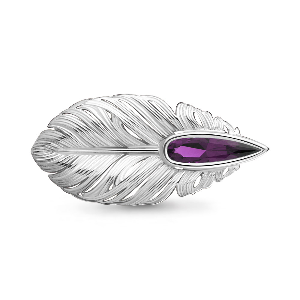 7741784 Брошь из Серебра с наноаметистом иск.