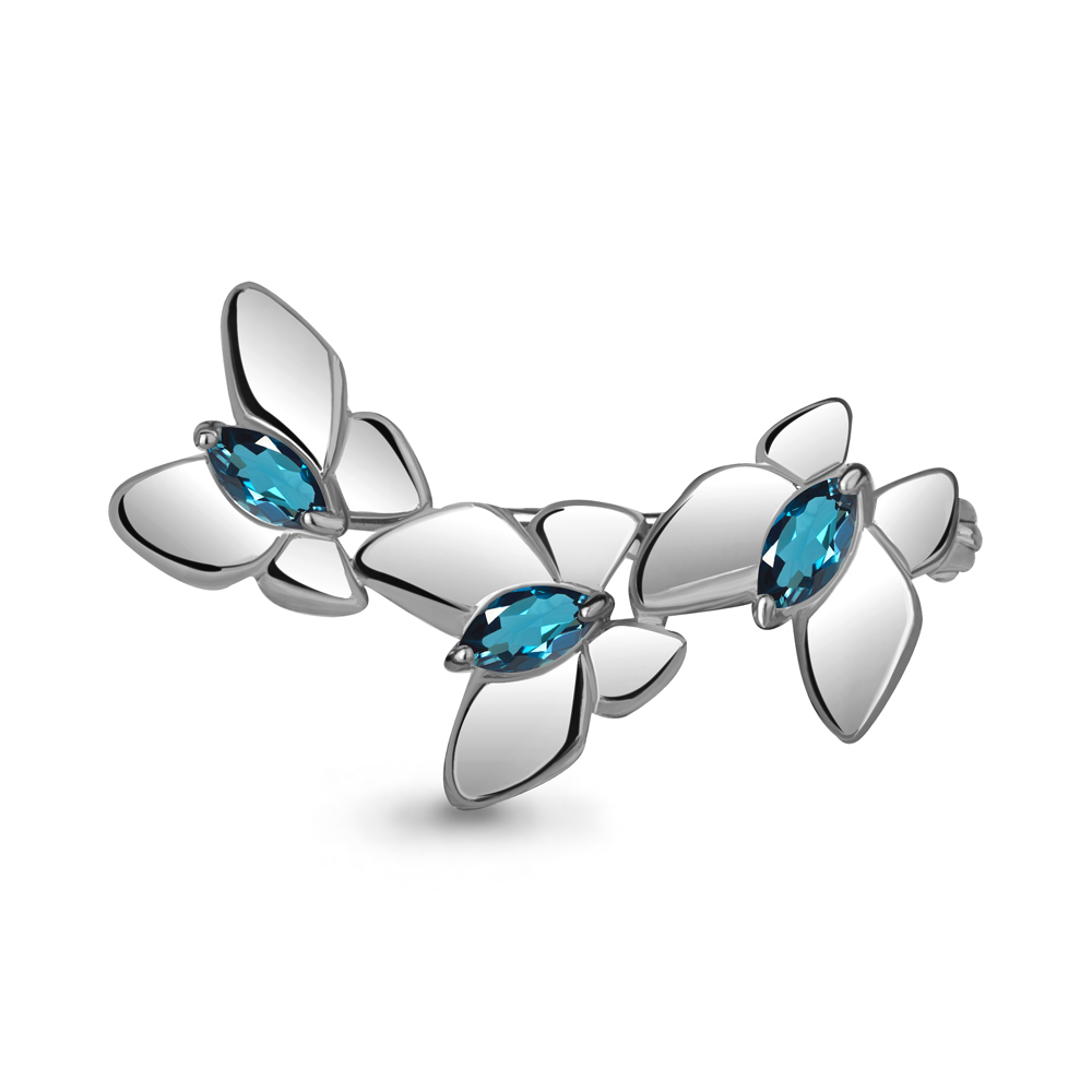 7742408 Брошь из Серебра с топазами лондон блю