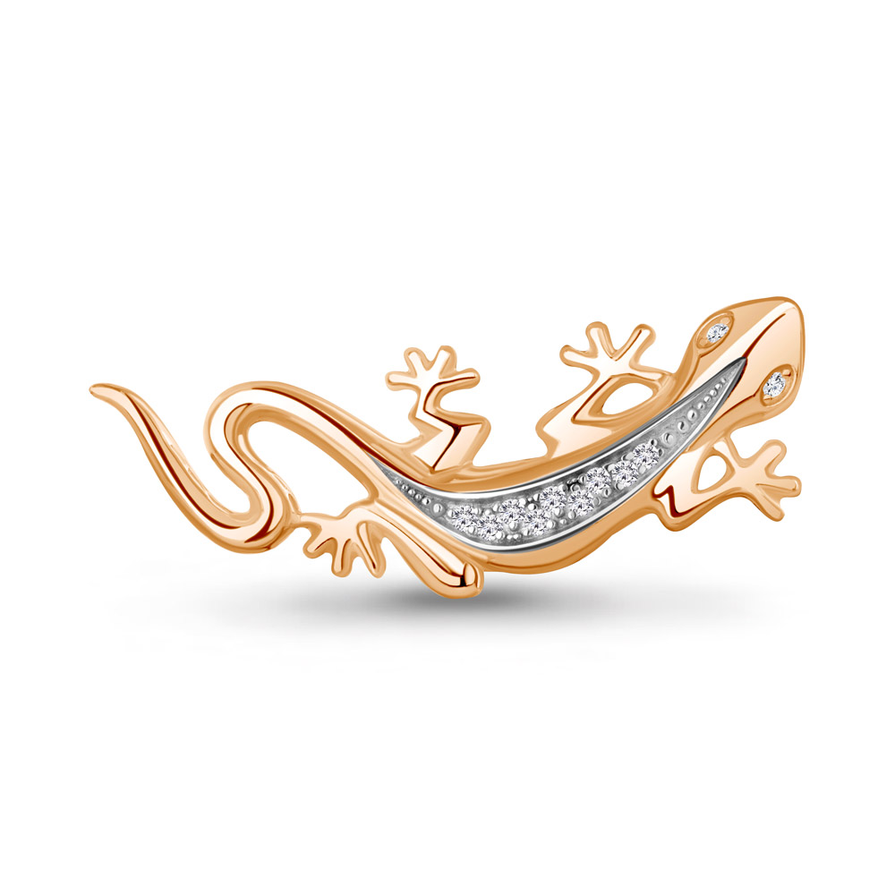 77445А Брошь из Золота с фианитами