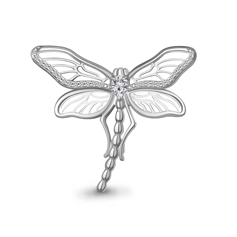 77452А Брошь из Серебра с фианитами