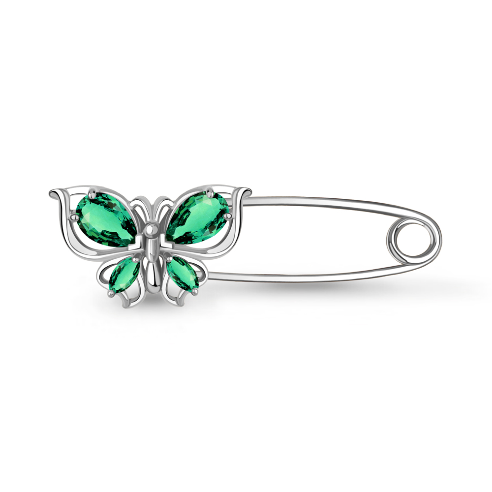 77487П Булавка из Серебра с наноизумрудами