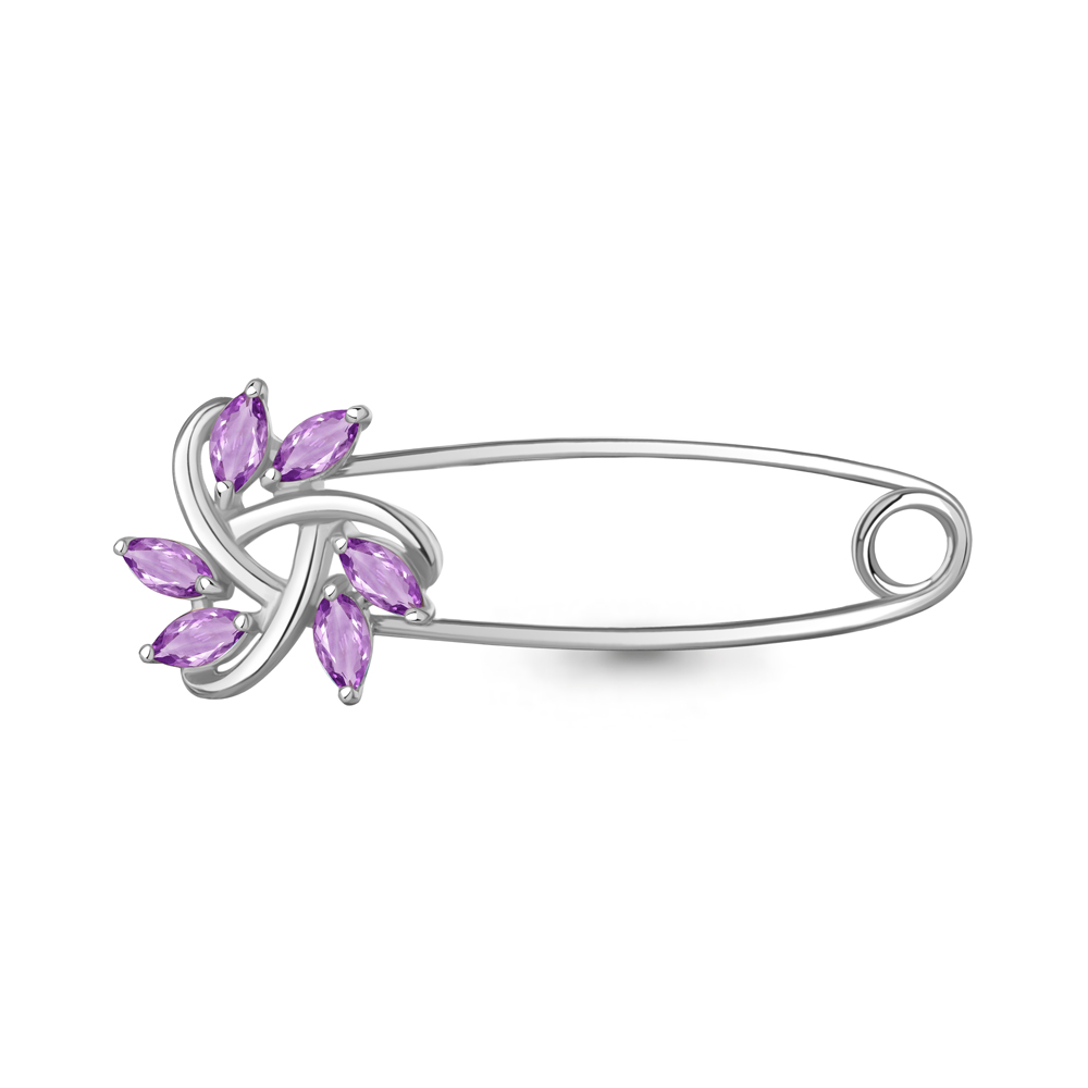 7749004 Булавка из Серебра с аметистами