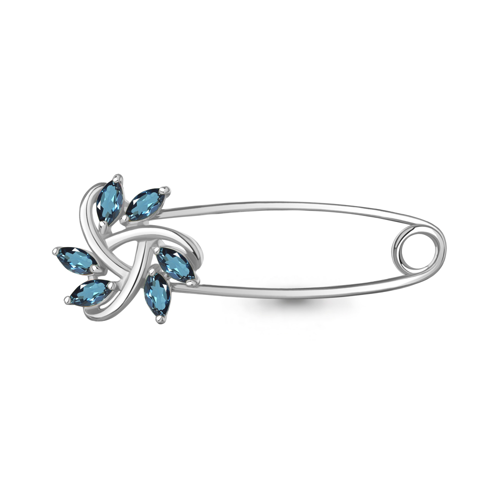 7749008 Булавка из Серебра с топазами лондон блю