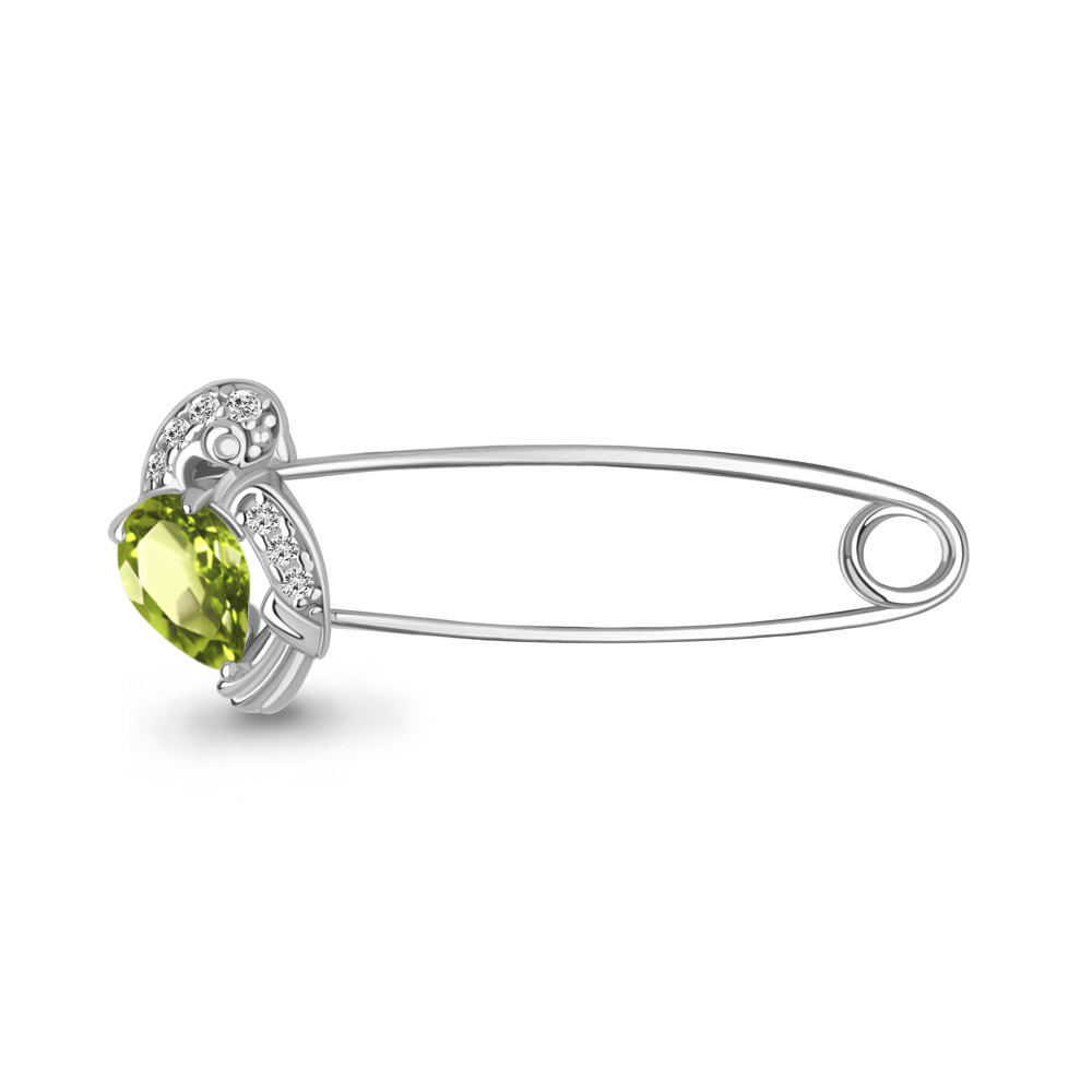 7749907А Булавка из Серебра с фианитами, хризолитом