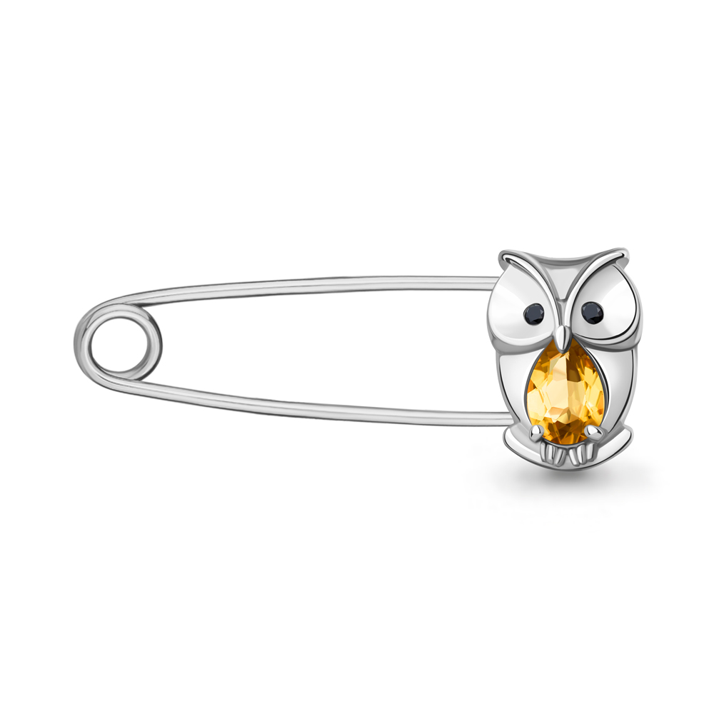 7750406Ч Булавка из Серебра с нанокристаллами, цитрином