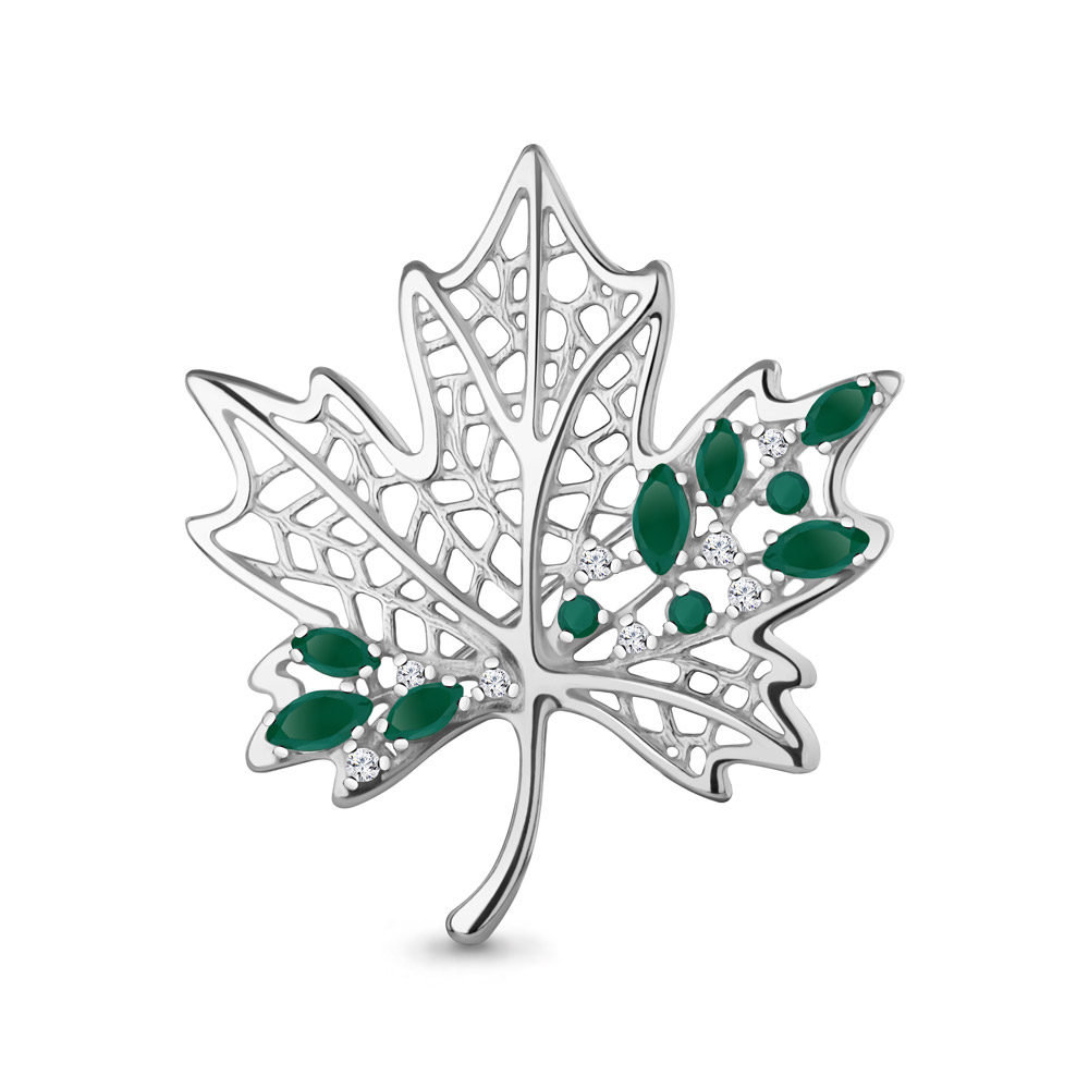 7751209А Брошь из Серебра с агатами, фианитами