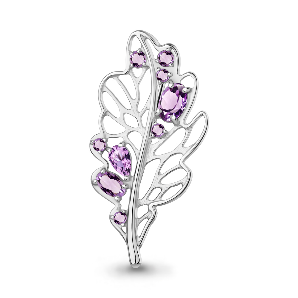 7751304 Брошь из Серебра с аметистами