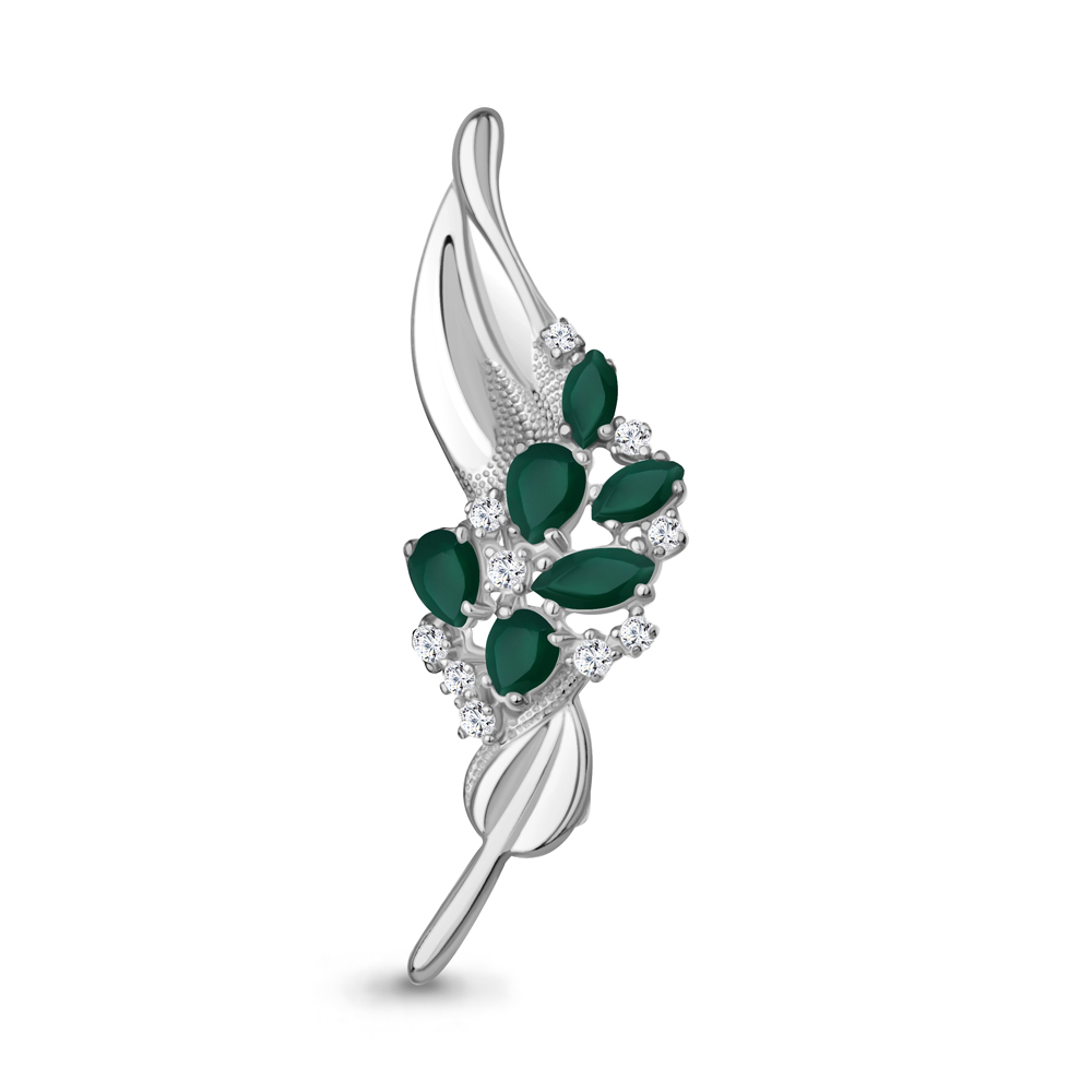 7751509А Брошь из Серебра с агатами, фианитами