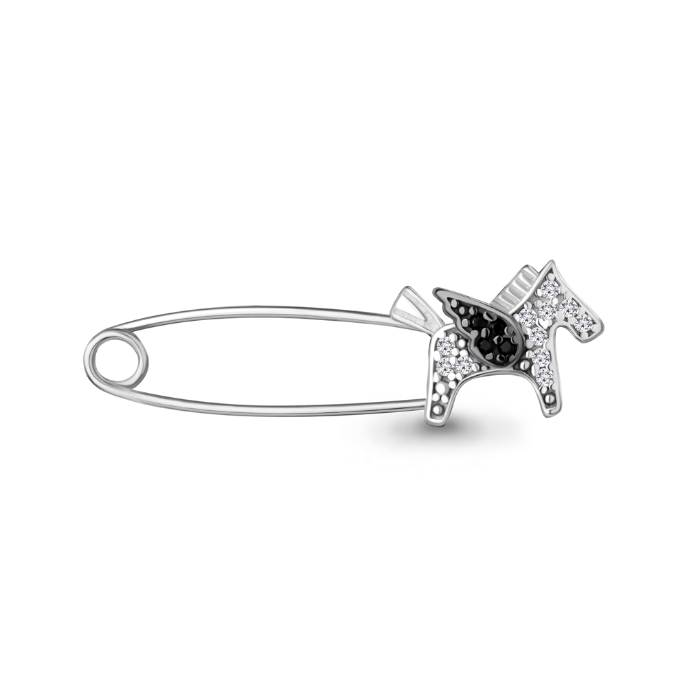 77517АЧ Булавка из Серебра с нанокристаллами, фианитами