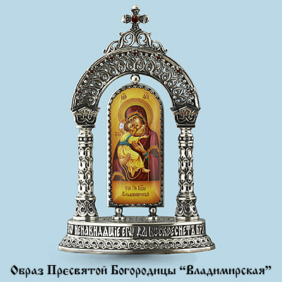 81005 Икона из Серебра с образом владимирская, фианитами