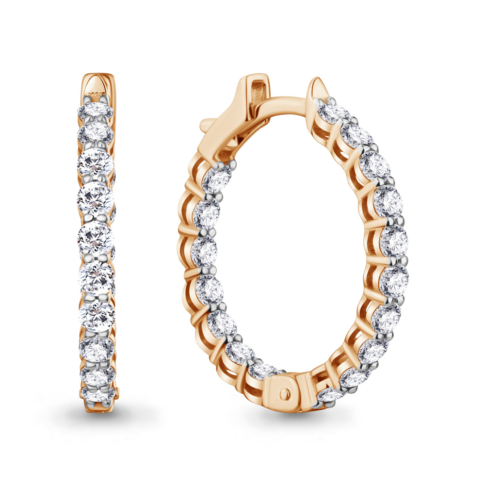 840090 Серьги из Золота с бриллиантами выращенными