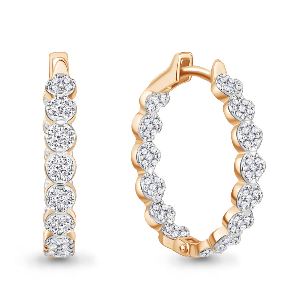 840094 Серьги из Золота с бриллиантами выращенными