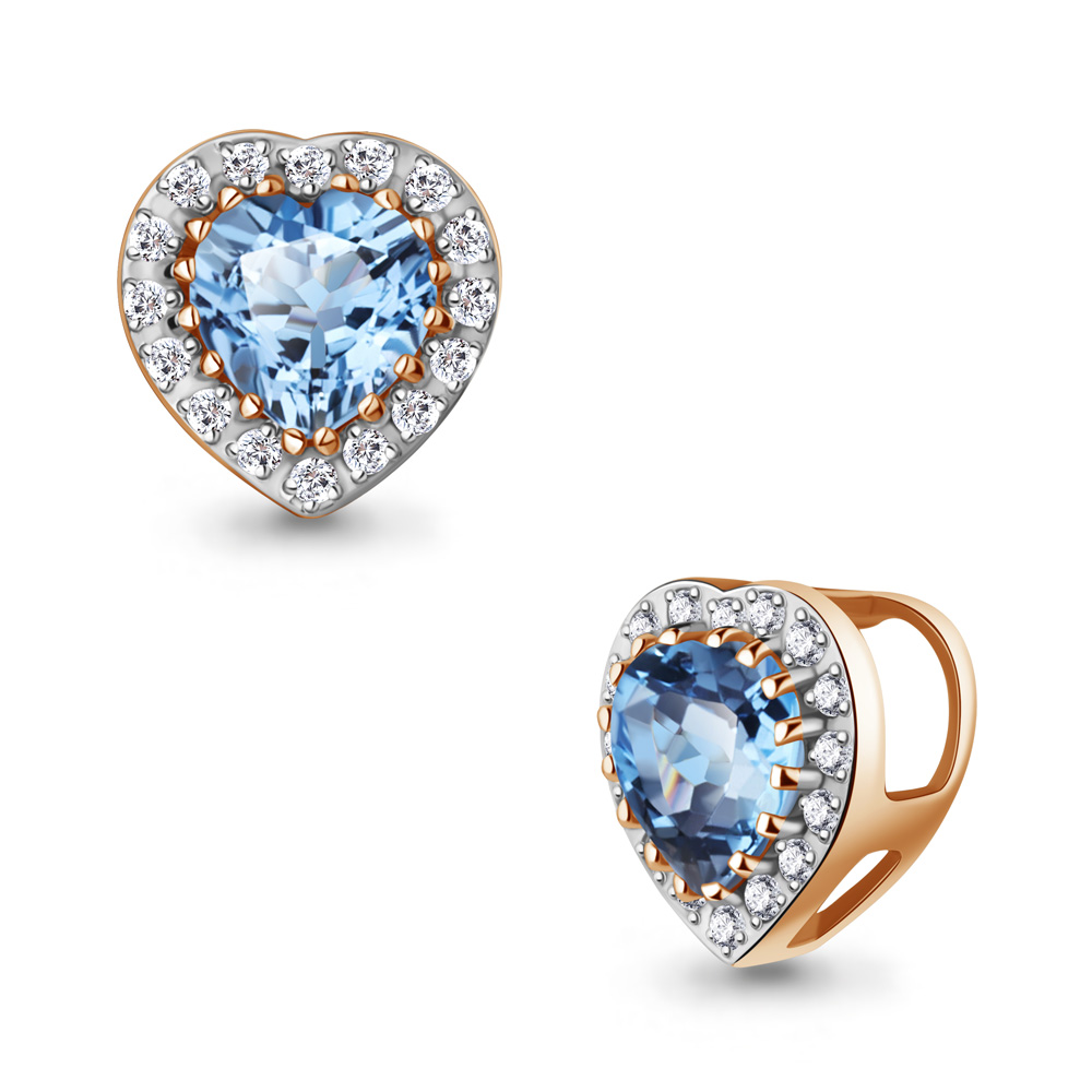 921054к Подвеска из Золота с бриллиантами, топазом свисс блю