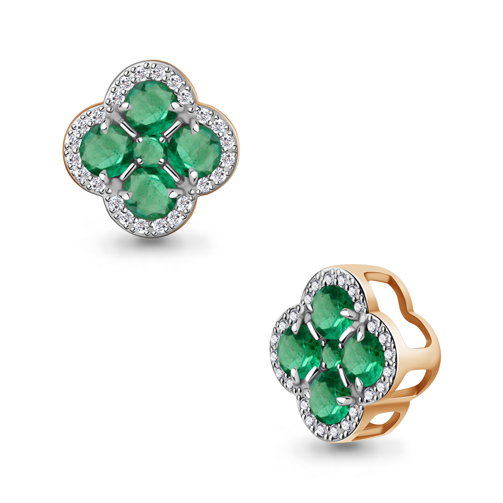 921058к Подвеска из Золота с бриллиантами, изумрудами