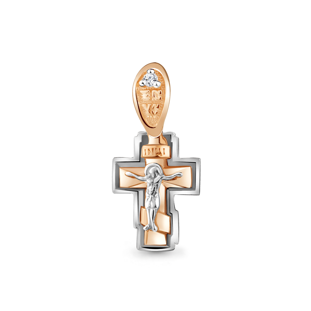 922755Ак Крест из Золота с бриллиантом из коллекции "Мой ангел"