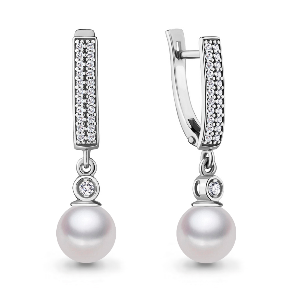 940539 Серьги из Золота с бриллиантами, жемчугом