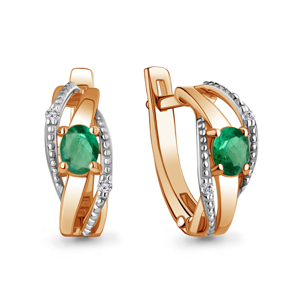 940622к Серьги из Золота с бриллиантами, изумрудами