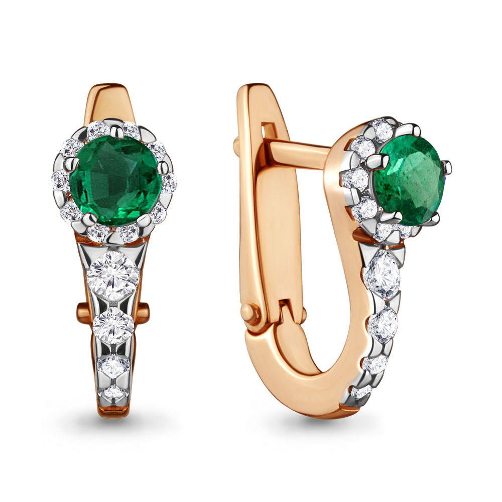 940704к Серьги из Золота с бриллиантами, изумрудами из коллекции "Симфония"