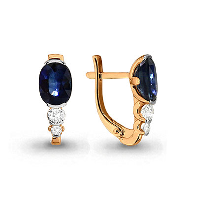 940746к Серьги из Золота с бриллиантами, сапфирами