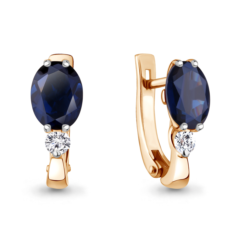 940749к Серьги из Золота с бриллиантами, сапфирами