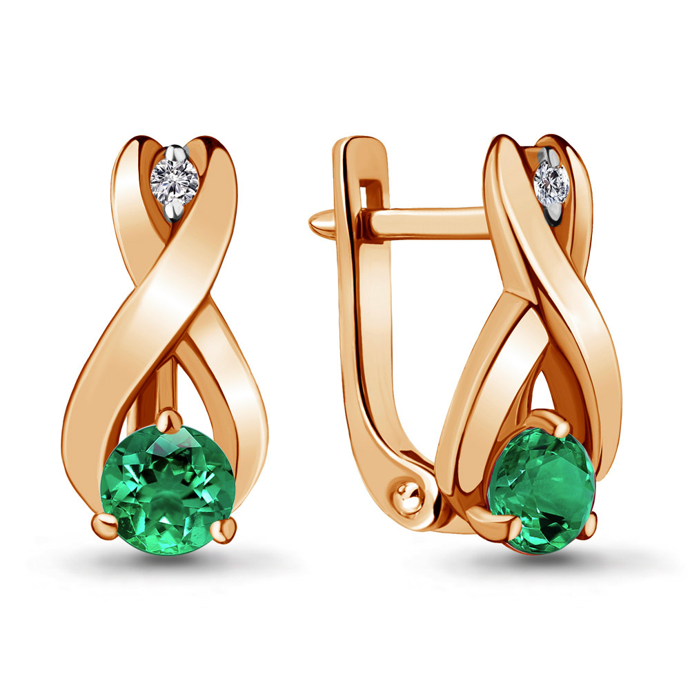 940963к Серьги из Золота с бриллиантами, изумрудами