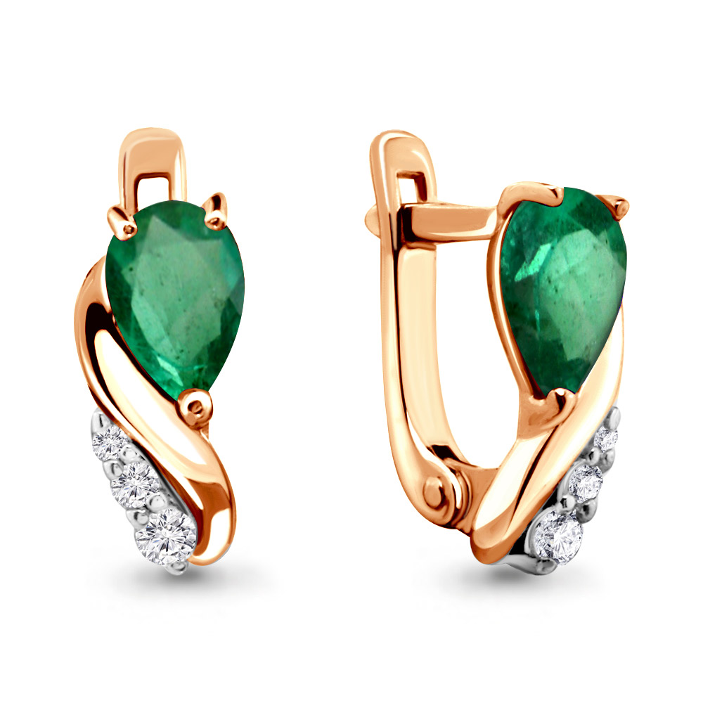 941151Ак Серьги из Золота с бриллиантами, изумрудами