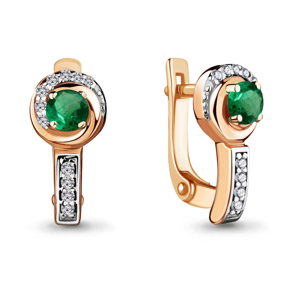 941604Ак Серьги из Золота с бриллиантами, изумрудами