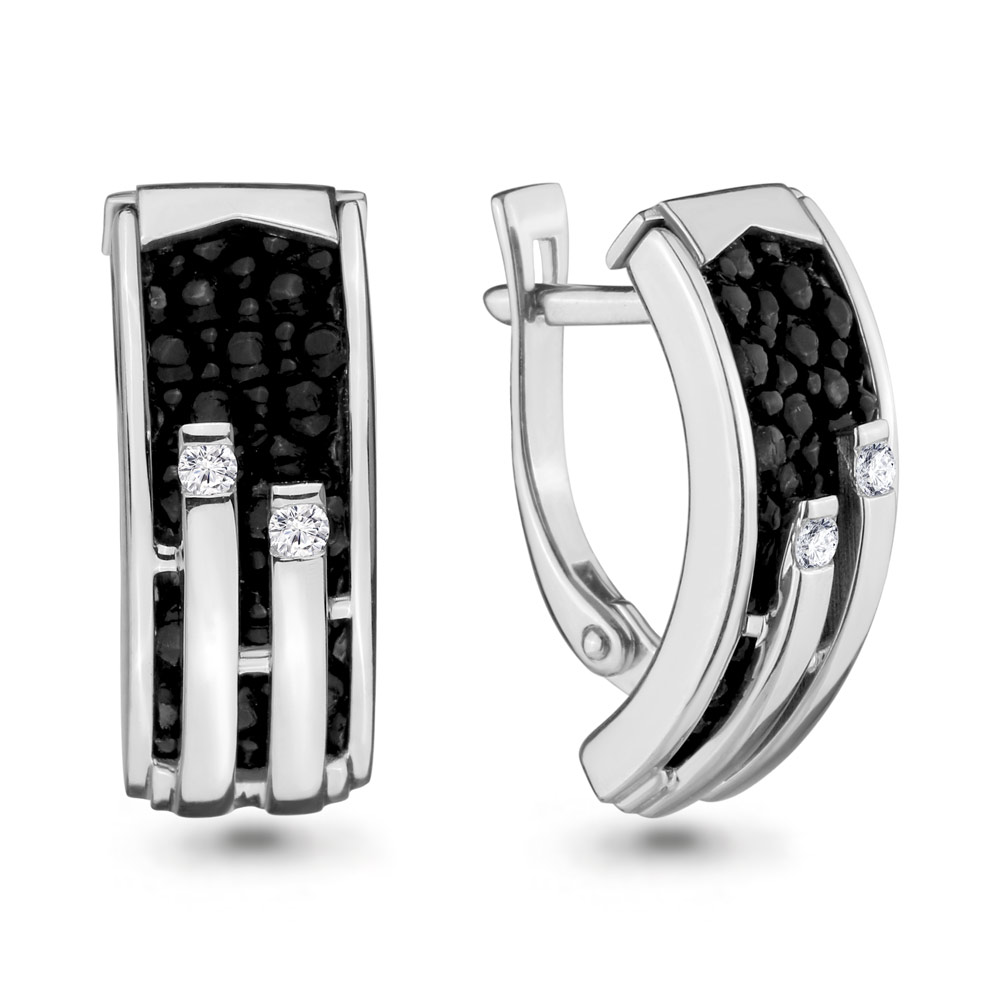 942106 Серьги из Золота с бриллиантами, кожами из коллекции "Скат"