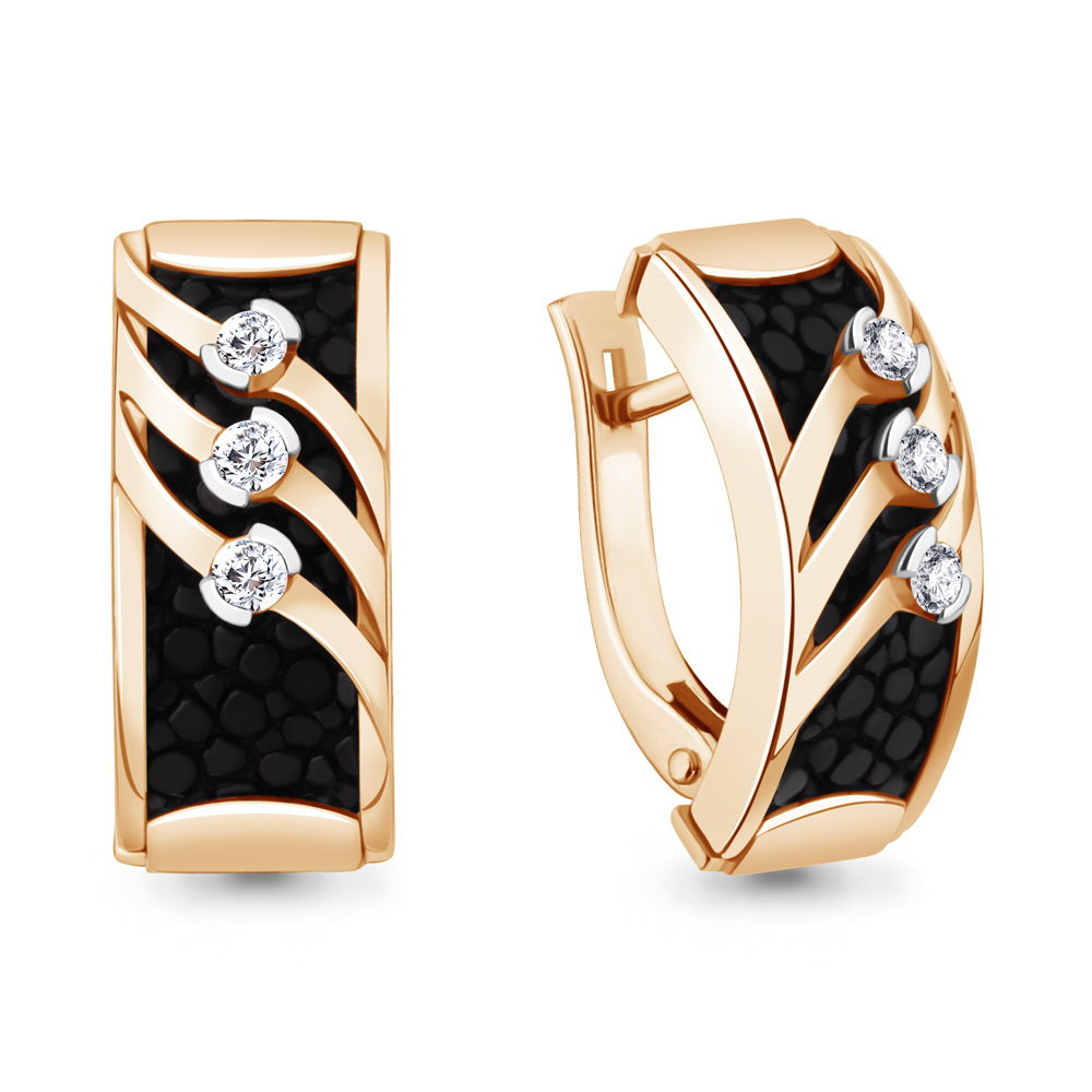 942109к Серьги из Золота с бриллиантами, кожами