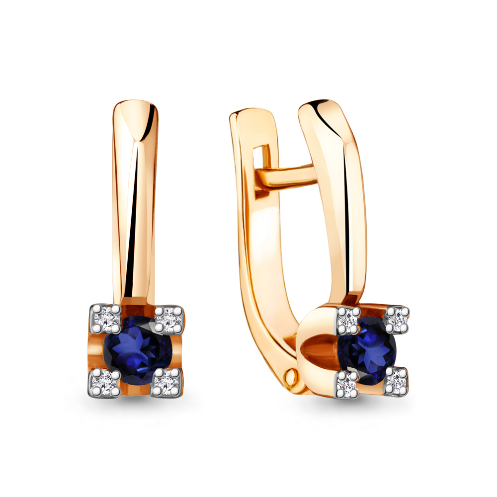 942558к Серьги из Золота с бриллиантами, сапфирами
