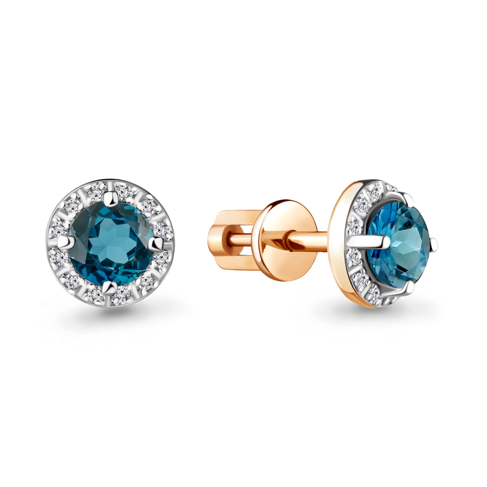 942589к Серьги из Золота с бриллиантами, топазами лондон блю из коллекции "Breeze"