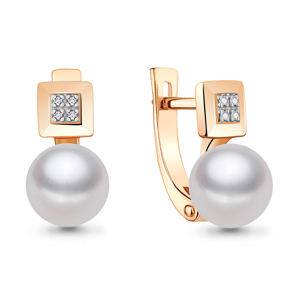 942599Ак Серьги из Золота с бриллиантами, жемчугом