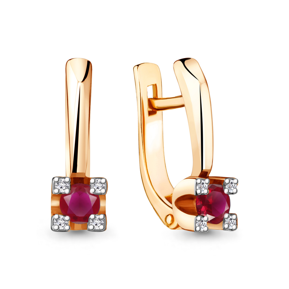 942621к Серьги из Золота с бриллиантами, рубинами