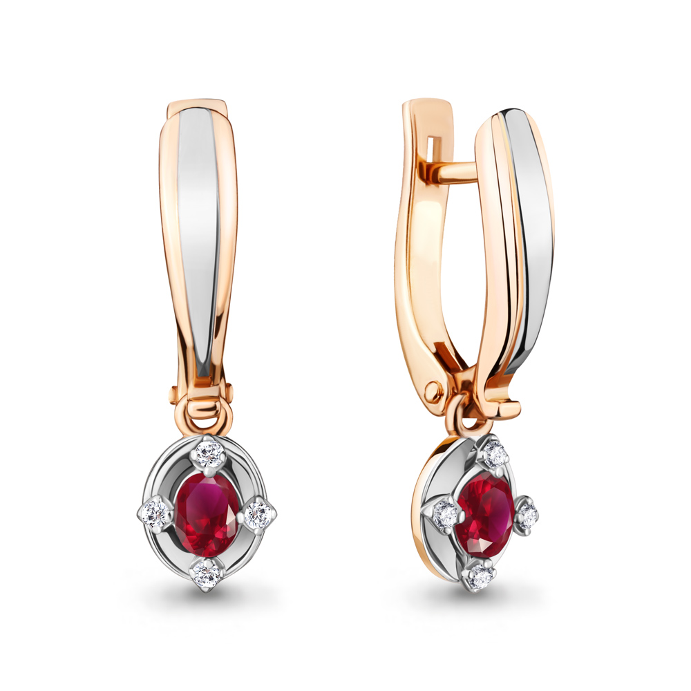 942623к Серьги из Золота с бриллиантами, рубинами