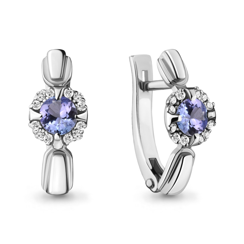 942705 Серьги из Золота с бриллиантами, танзанитами из коллекции "Breeze"