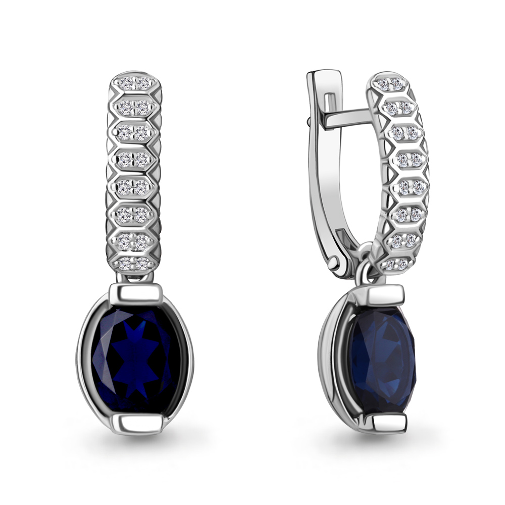 942782А Серьги из Золота с бриллиантами, сапфирами