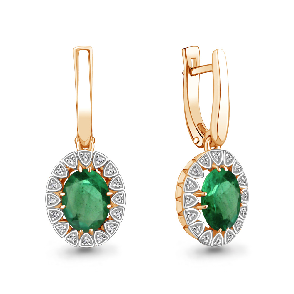 942852к Серьги из Золота с бриллиантами, изумрудами