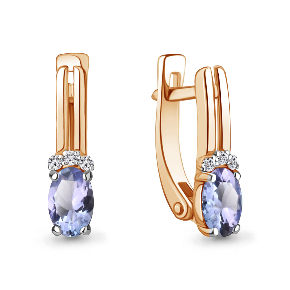 943045к Серьги из Золота с бриллиантами, танзанитами