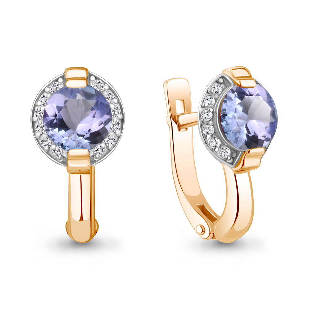 943049к Серьги из Золота с бриллиантами, танзанитами