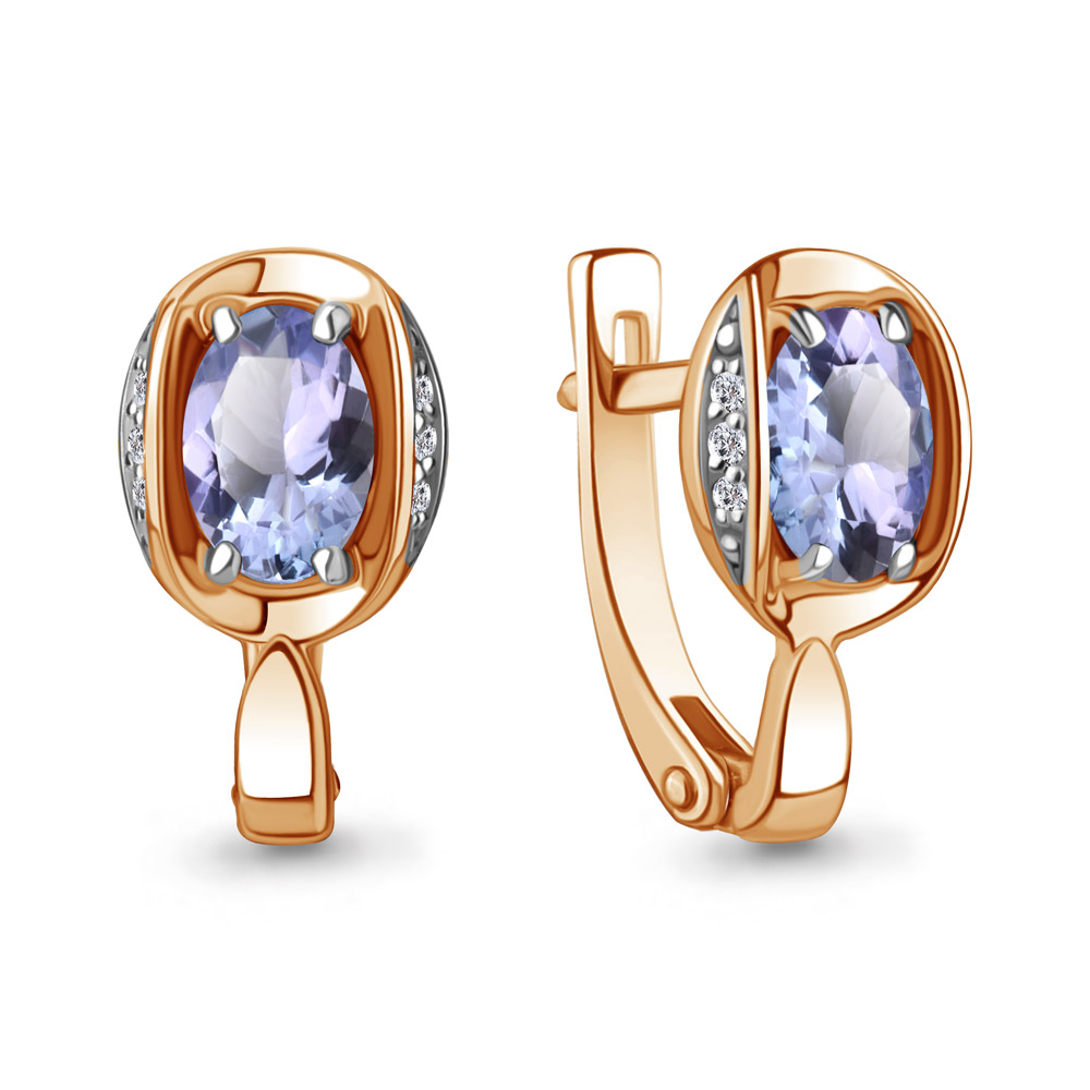 943053к Серьги из Золота с бриллиантами, танзанитами