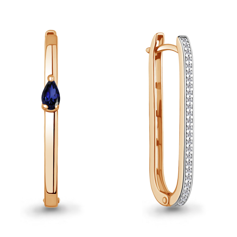 943253Ак Серьги из Золота с бриллиантами, сапфиром