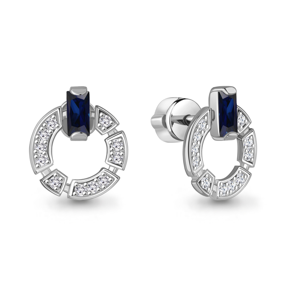 943268 Серьги из Золота с бриллиантами, сапфирами