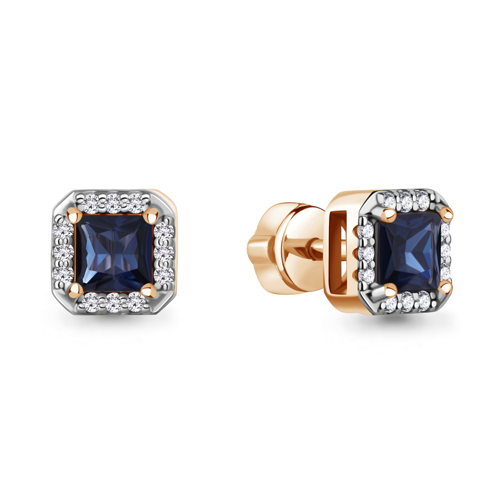 943281к Серьги из Золота с бриллиантами, сапфирами