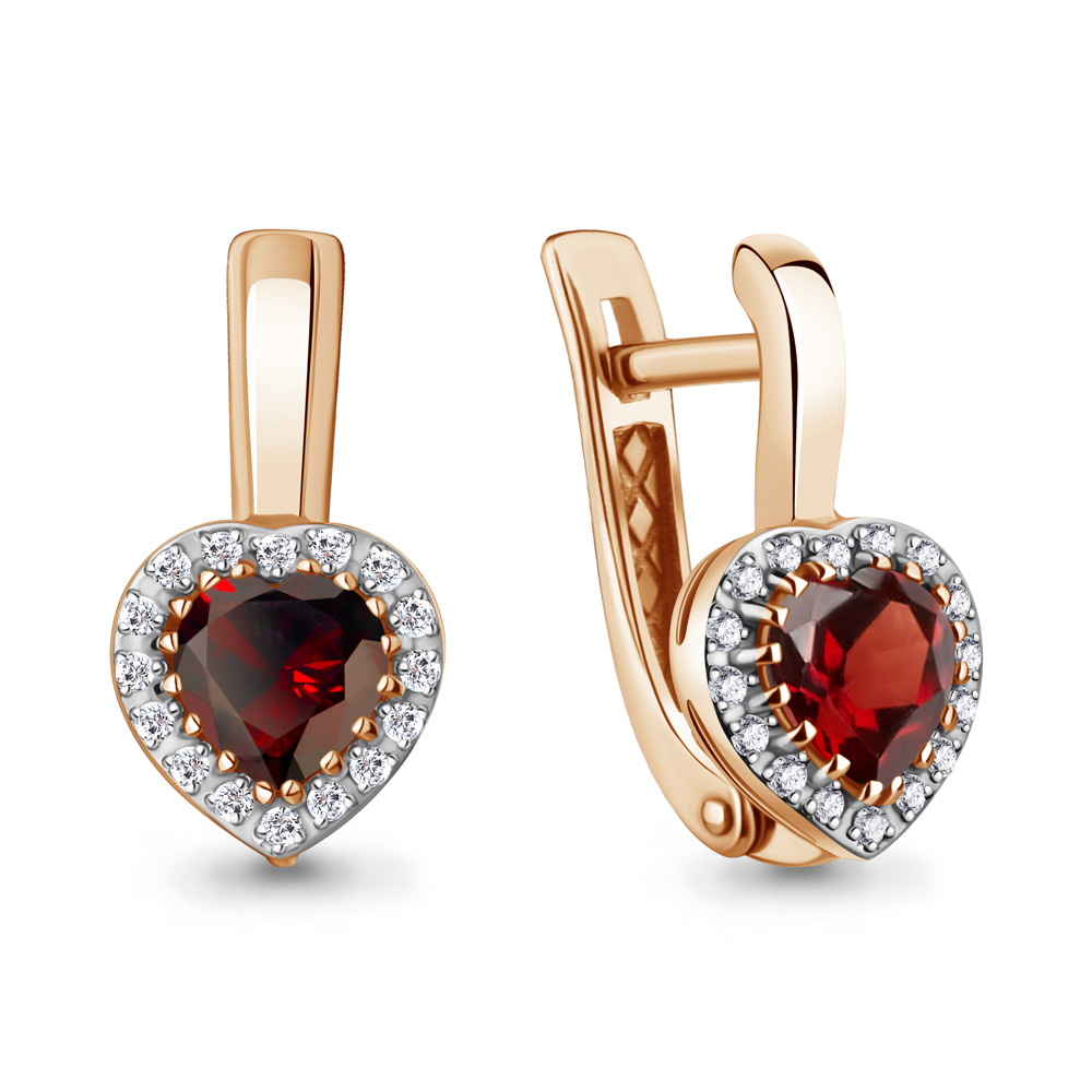 943288к Серьги из Золота с бриллиантами, гранатами
