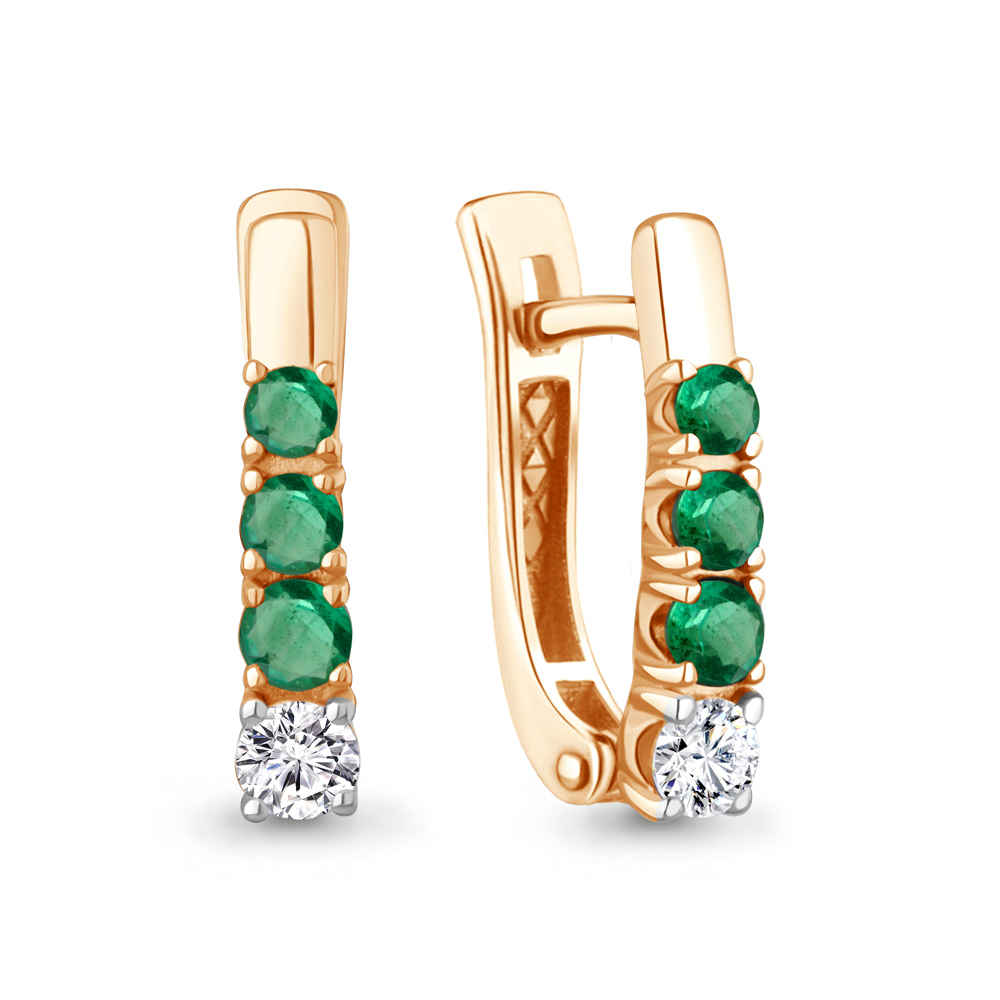 943292 Серьги из Золота с бриллиантами, изумрудами