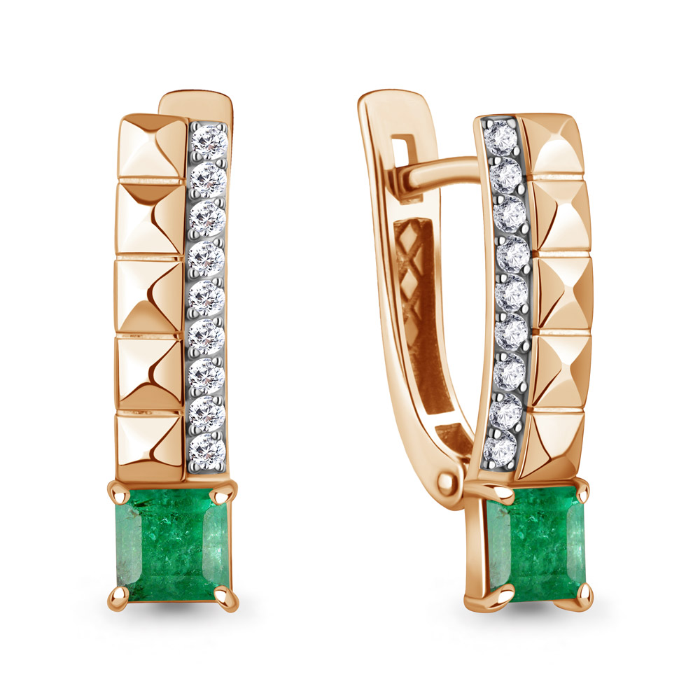 943294 Серьги из Золота с бриллиантами, изумрудами