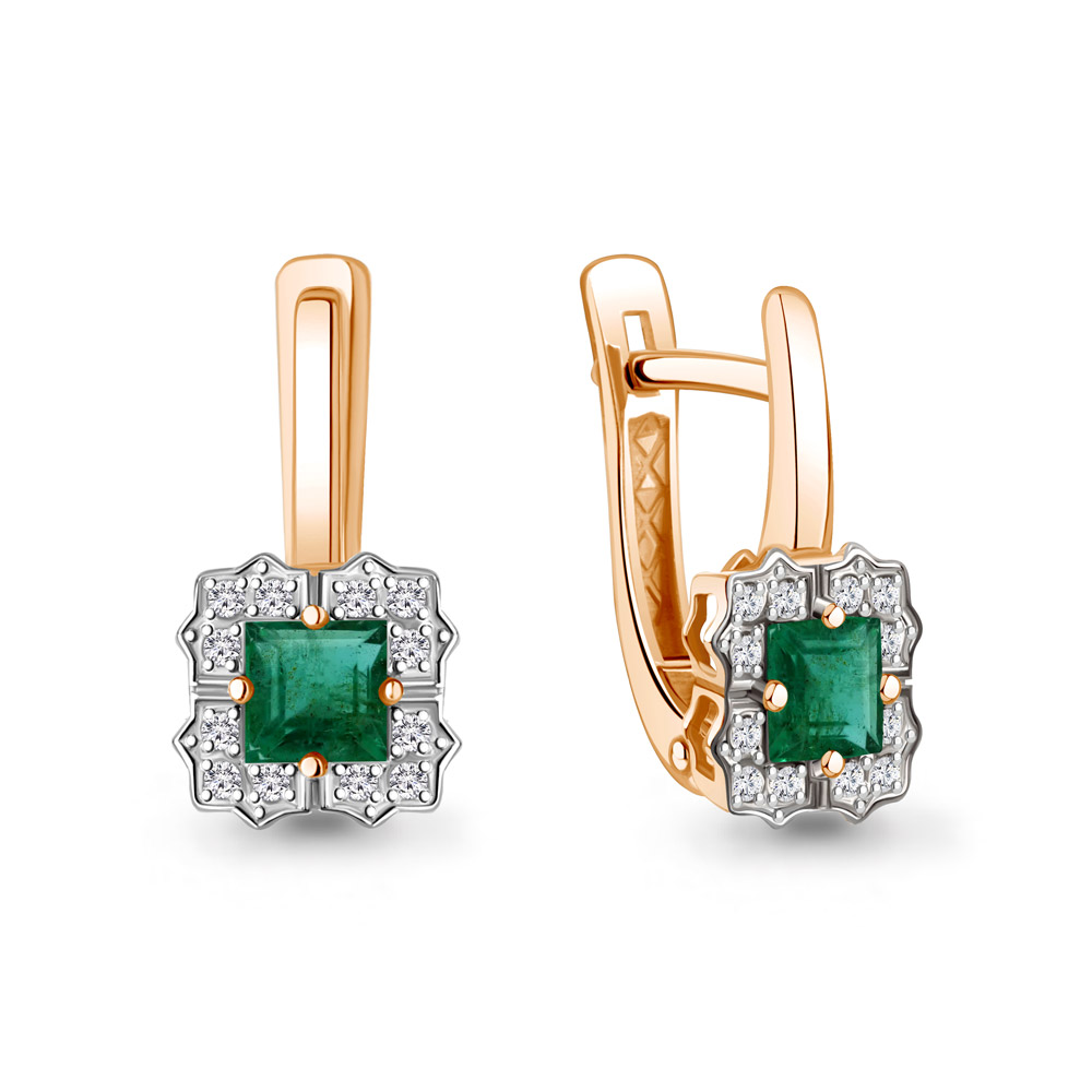 943319 Серьги из Золота с бриллиантами, изумрудами