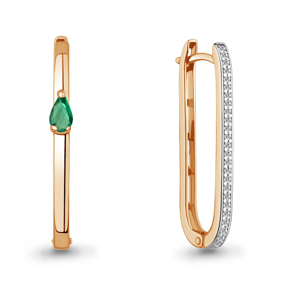 943338Ак Серьги из Золота с бриллиантами, изумрудом