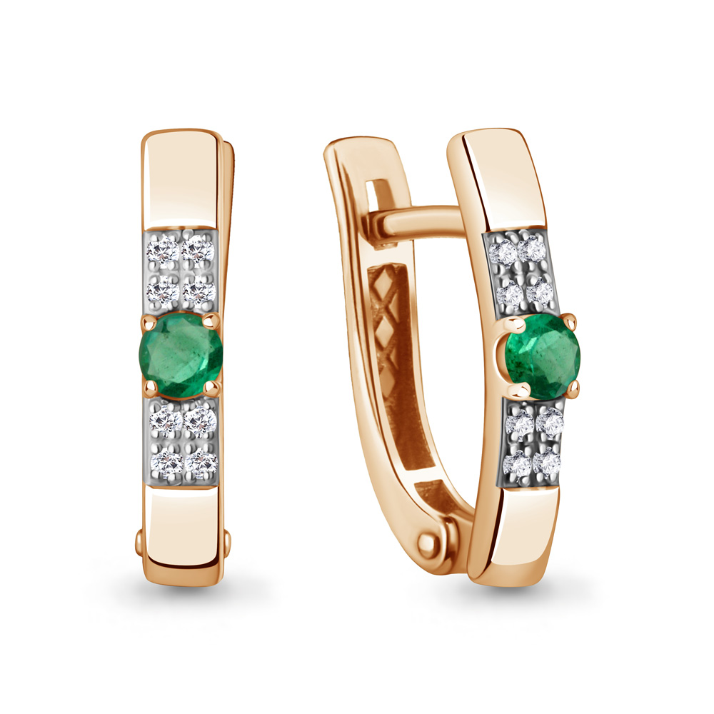 943357 Серьги из Золота с бриллиантами, изумрудами