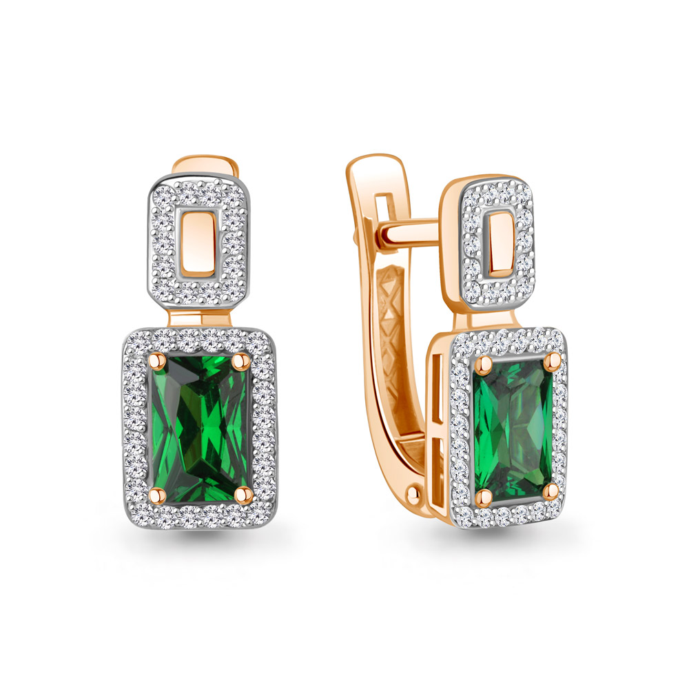 943388 Серьги из Золота с бриллиантами, изумрудами гт